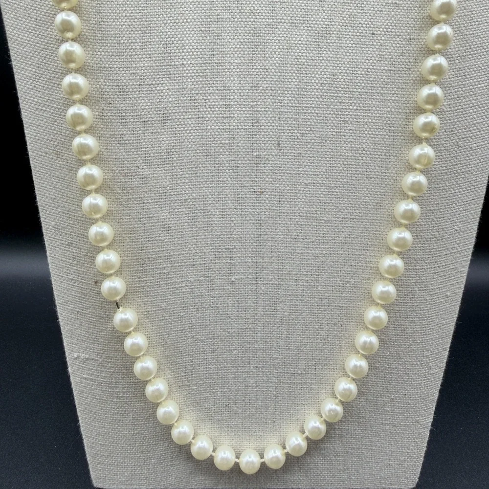 Cream Faux Pearl Beaded Long Necklace Coquette Bridal Layering Statement Gift